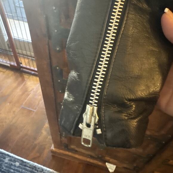 Vintage 80s cropped Espinoza’a Leather Motorcycle Leather Jacket size 46 - Picture 4 of 11